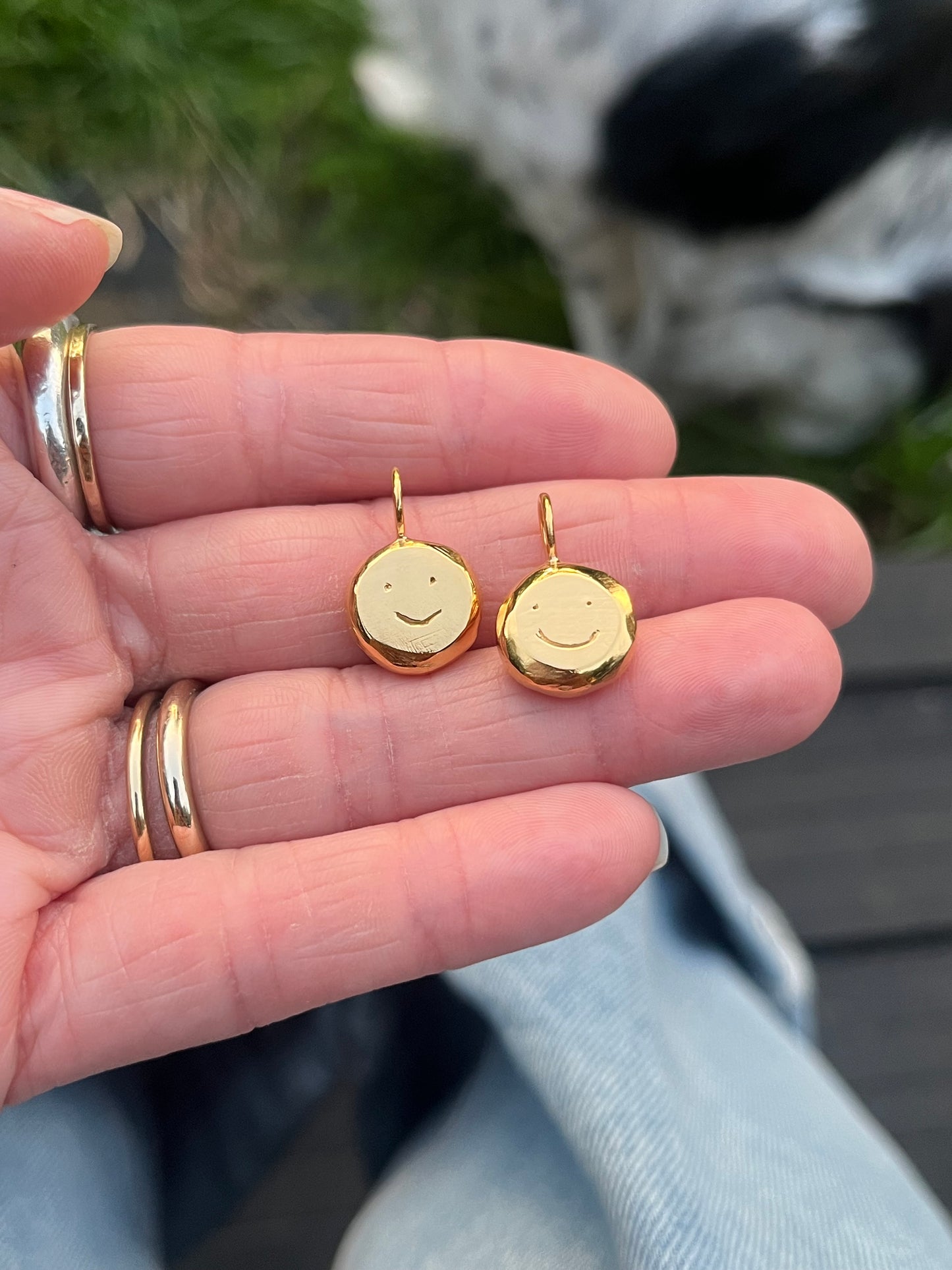 Gold plated smiley pendant